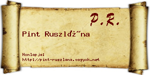 Pint Ruszlána névjegykártya